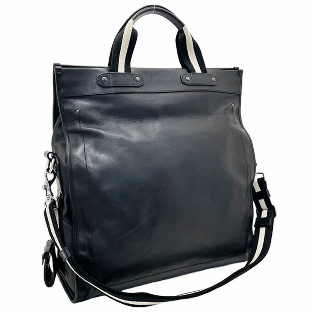 Bally Bag, Stripe Tote Leather, Black, BALLY Handbag, Tote, Shoulder Crossbod...